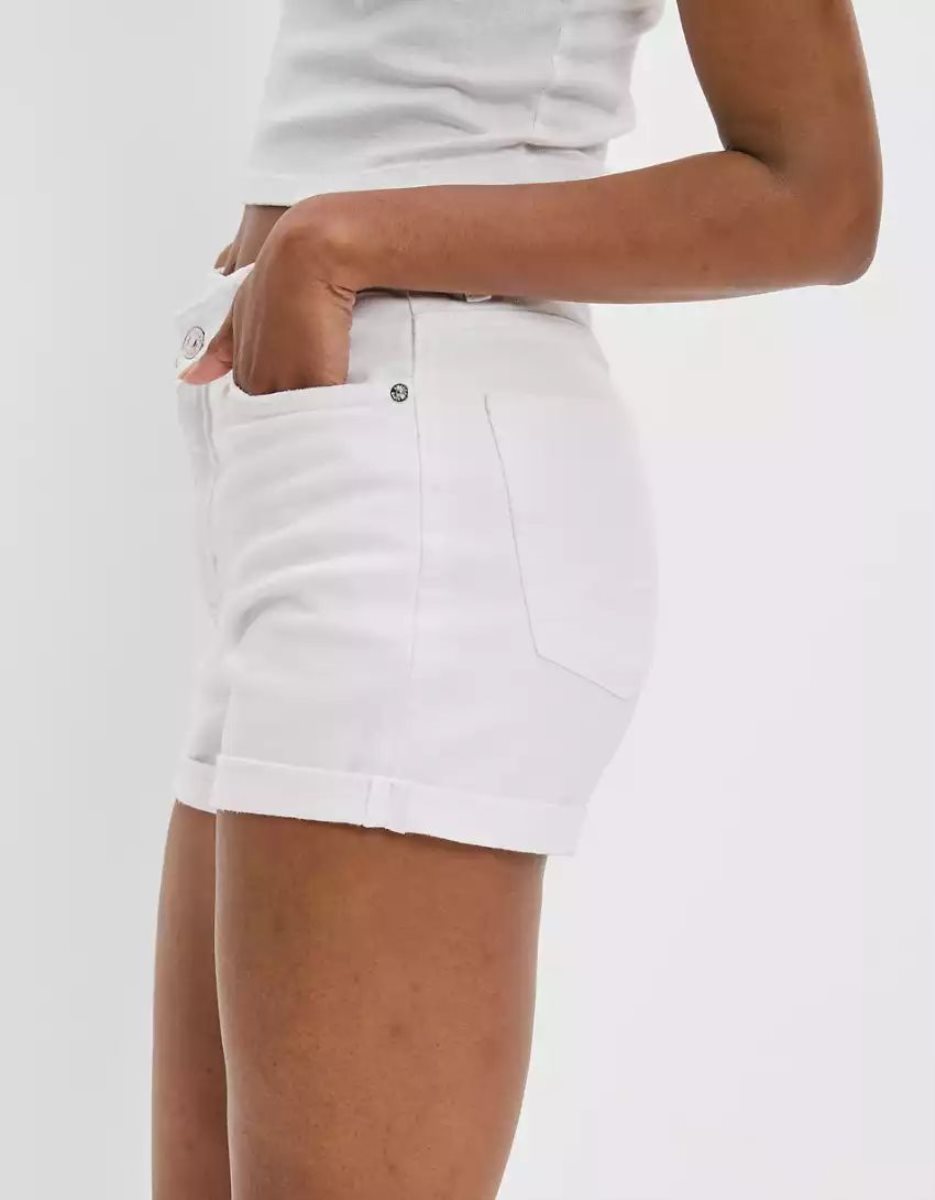 Shorts American Eagle AE Stretch Denim Mom Blanche Femme | JQP-03981581